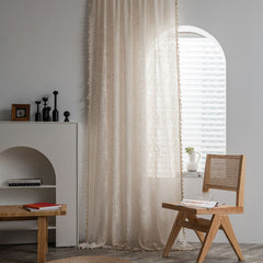 Aisha Cotton White Crochet Sheer Custom Grommet Curtain Aisha Cotton White Crochet Sheer Custom Grommet Curtain
