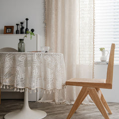 Aisha Cotton White Crochet Sheer Custom Grommet Curtain Aisha Cotton White Crochet Sheer Custom Grommet Curtain