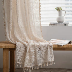 Aisha Cotton White Crochet Sheer Custom Grommet Curtain Aisha Cotton White Crochet Sheer Custom Grommet Curtain