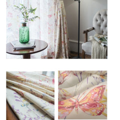 Alani Vintage Farmhouse Butterfly Botanical Custom Curtain Alani Vintage Farmhouse Butterfly Botanical Custom Curtain