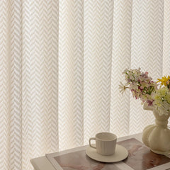 Anita Cozy Beige Jacquard Chevron Custom Sheer Curtain Anita Cozy Beige Jacquard Chevron Custom Sheer Curtain
