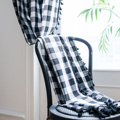 Aniya Gingham Karo Schwarz Maßgeschneiderter Lichtdurchlässiger Vorhang Aniya Gingham Karo Schwarz Maßgeschneiderter Lichtdurchlässiger Vorhang
