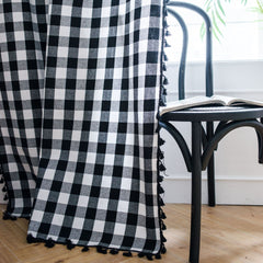 Aniya Gingham Karo Schwarz Maßgeschneiderter Lichtdurchlässiger Vorhang Aniya Gingham Karo Schwarz Maßgeschneiderter Lichtdurchlässiger Vorhang