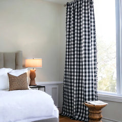 Aniya Gingham Karo Schwarz Maßgeschneiderter Lichtdurchlässiger Vorhang Aniya Gingham Karo Schwarz Maßgeschneiderter Lichtdurchlässiger Vorhang