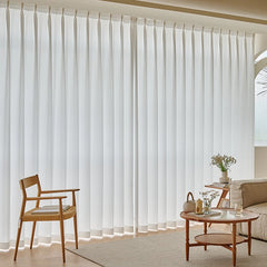 Anna White Polyester Scratch Resistant Light Filtering Custom Curtain Anna White Polyester Scratch Resistant Light Filtering Custom Curtain