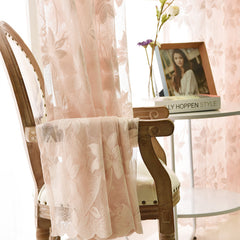 Aubri Pink Gauze Floral Sheer Grommet Custom Curtain Aubri Pink Gauze Floral Sheer Grommet Custom Curtain