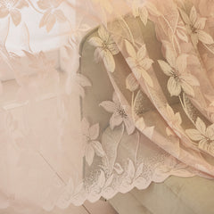 Aubri Pink Gauze Floral Sheer Grommet Custom Curtain Aubri Pink Gauze Floral Sheer Grommet Custom Curtain