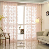 Cortina Personalizada Transparente com Ilhós, Floral em Gaze Rosa Aubri