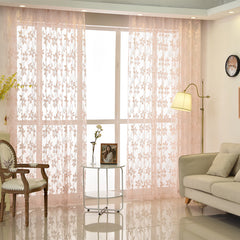 Aubri Pink Gauze Floral Sheer Grommet Custom Curtain Aubri Pink Gauze Floral Sheer Grommet Custom Curtain