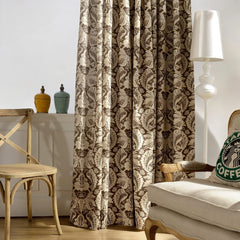 Rideau sur mesure Aubrie Victoria Damask marron occultant pour chambre Rideau sur mesure Aubrie Victoria Damask marron occultant pour chambre