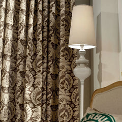 Rideau sur mesure Aubrie Victoria Damask marron occultant pour chambre Rideau sur mesure Aubrie Victoria Damask marron occultant pour chambre