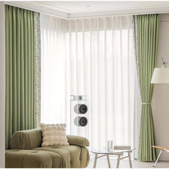 Rideau occultant personnalisé patchwork vert sauge Brielle Rideau occultant personnalisé patchwork vert sauge Brielle