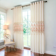 Cortinado Blackout em Patchwork de Chenille Bordado Camille Offwhite Cortinado Blackout em Patchwork de Chenille Bordado Camille Offwhite