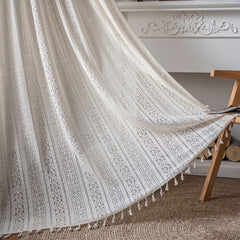 Dakota Cotton Airy Geometric White Grommet Sheer Curtain Dakota Cotton Airy Geometric White Grommet Sheer Curtain