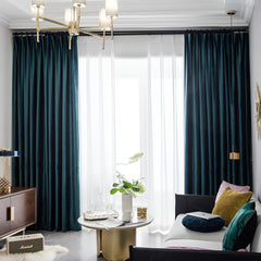 Elina Velvet Dark Green Room-Darkening Blackout Custom Curtain Elina Velvet Dark Green Room-Darkening Blackout Custom Curtain