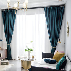 Elina Velvet Dark Green Room-Darkening Blackout Custom Curtain Elina Velvet Dark Green Room-Darkening Blackout Custom Curtain