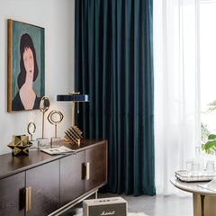 Elina Velvet Dark Green Room-Darkening Blackout Custom Curtain Elina Velvet Dark Green Room-Darkening Blackout Custom Curtain
