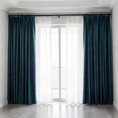 Elina Velvet Dark Green Room-Darkening Blackout Custom Curtain Elina Velvet Dark Green Room-Darkening Blackout Custom Curtain