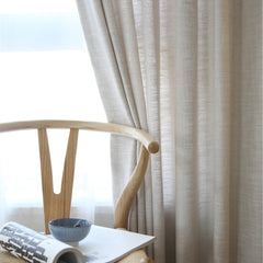 Emerie Linen Solid Cream Light Filtering Custom Curtain Emerie Linen Solid Cream Light Filtering Custom Curtain