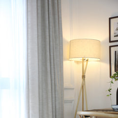 Emerie Linen Solid Cream Light Filtering Custom Curtain Emerie Linen Solid Cream Light Filtering Custom Curtain