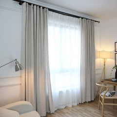 Emerie Linen Solid Cream Light Filtering Custom Curtain Emerie Linen Solid Cream Light Filtering Custom Curtain