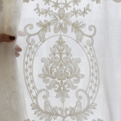 Cortina personalizada de encaje blanco floral aireada Evan Cortina personalizada de encaje blanco floral aireada Evan