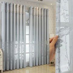 Evie Grey Victorian Romance Floral Custom Sheer Curtain Evie Grey Victorian Romance Floral Custom Sheer Curtain