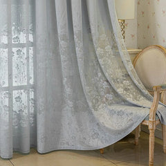 Evie Grey Victorian Romance Floral Custom Sheer Curtain Evie Grey Victorian Romance Floral Custom Sheer Curtain