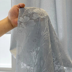 Evie Grey Victorian Romance Floral Custom Sheer Curtain Evie Grey Victorian Romance Floral Custom Sheer Curtain