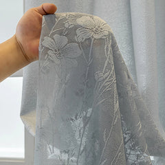 Evie Grey Victorian Romance Floral Custom Sheer Curtain Evie Grey Victorian Romance Floral Custom Sheer Curtain