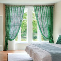 Hadley Cotton Crochet Vintage Green Sheer Custom Curtain Hadley Cotton Crochet Vintage Green Sheer Custom Curtain