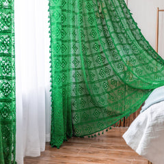 Hadley Cotton Crochet Vintage Green Sheer Custom Curtain Hadley Cotton Crochet Vintage Green Sheer Custom Curtain