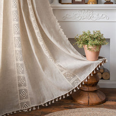 Jolie Cream Geometrisches Strickmuster Lichtdurchlässiger Maßgeschneiderter Vorhang Jolie Cream Geometrisches Strickmuster Lichtdurchlässiger Maßgeschneiderter Vorhang