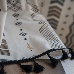Cortina Personalizada Kambria Marfim Boho Geométrica com Filtragem de Luz Cortina Personalizada Kambria Marfim Boho Geométrica com Filtragem de Luz