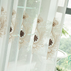 Keilani Gauze White Sheer Custom Curtain Embroidered Keilani Gauze White Sheer Custom Curtain Embroidered