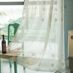 Keilani Gauze White Sheer Custom Curtain Embroidered Keilani Gauze White Sheer Custom Curtain Embroidered