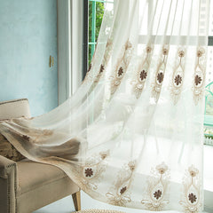 Keilani Gauze White Sheer Custom Curtain Embroidered Keilani Gauze White Sheer Custom Curtain Embroidered