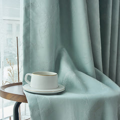 Rideau thermique occultant personnalisé en jacquard chenille bleu ciel Kendra Rideau thermique occultant personnalisé en jacquard chenille bleu ciel Kendra