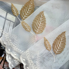 Kylah Gauze White Grommet Sheer Custom Curtain Embroidered Kylah Gauze White Grommet Sheer Custom Curtain Embroidered