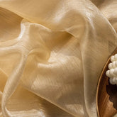 Cortina Personalizada Transparente em Jacquard de Gaze Dourada Lillian