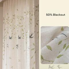 Lisa Serene Swallow Botanical Semi Sheer Custom Curtain Lisa Serene Swallow Botanical Semi Sheer Custom Curtain