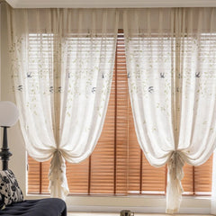 Lisa Serene Swallow Botanical Semi Sheer Custom Curtain Lisa Serene Swallow Botanical Semi Sheer Custom Curtain