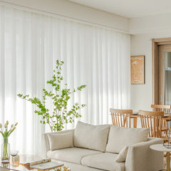 Lyla White Gauze Striped Texture Light Filtering Custom Curtain Lyla White Gauze Striped Texture Light Filtering Custom Curtain