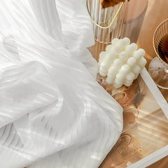Lyla White Gauze Striped Texture Light Filtering Custom Curtain Lyla White Gauze Striped Texture Light Filtering Custom Curtain