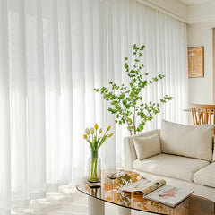Lyla White Gauze Striped Texture Light Filtering Custom Curtain Lyla White Gauze Striped Texture Light Filtering Custom Curtain