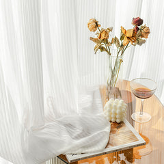 Lyla White Gauze Striped Texture Light Filtering Custom Curtain Lyla White Gauze Striped Texture Light Filtering Custom Curtain