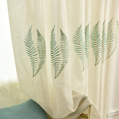 Rideau sur mesure Mae en gaze ivoire aérienne avec tricot feuille Rideau sur mesure Mae en gaze ivoire aérienne avec tricot feuille