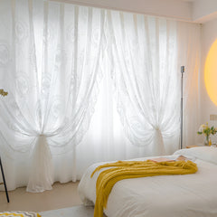 Maxine Two-Layer Floral Lace Sheer Custom Curtain Maxine Two-Layer Floral Lace Sheer Custom Curtain