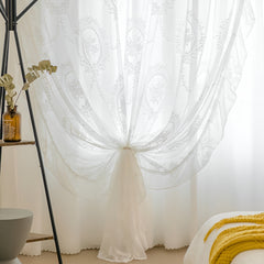 Maxine Two-Layer Floral Lace Sheer Custom Curtain Maxine Two-Layer Floral Lace Sheer Custom Curtain