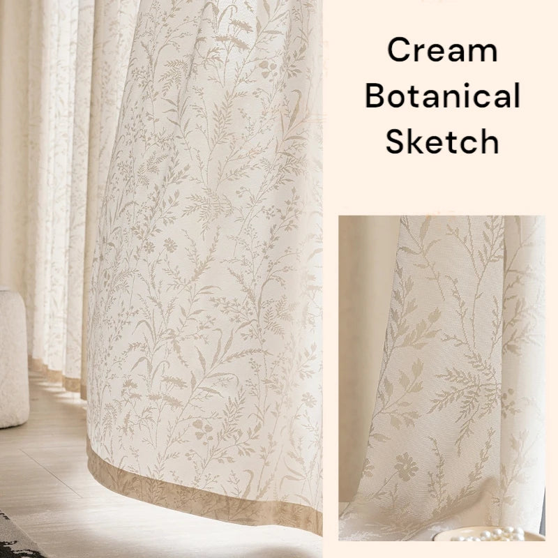 Cream Botanical Sketch Cream Botanical Sketch
